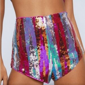 Nasty Gal Multicolor Sequin High Waist Shorts